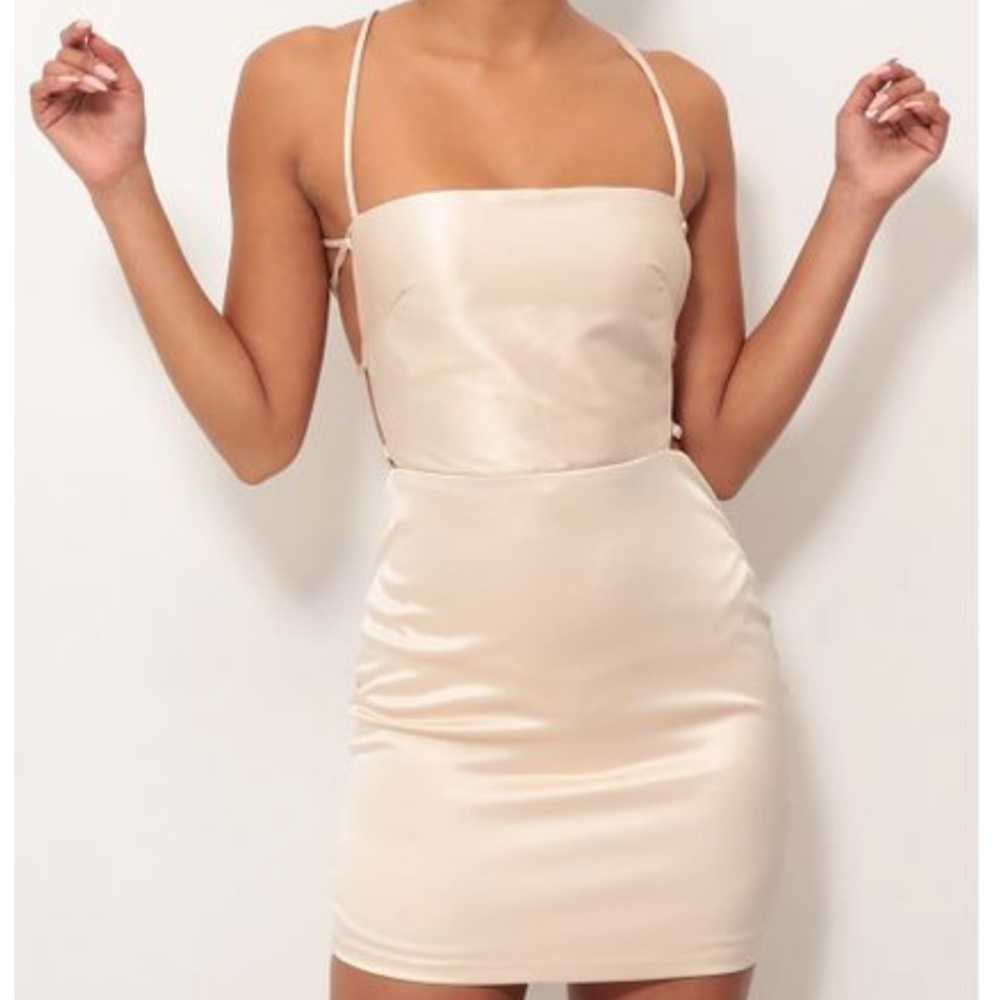 Champagne Strappy Homecoming Dress